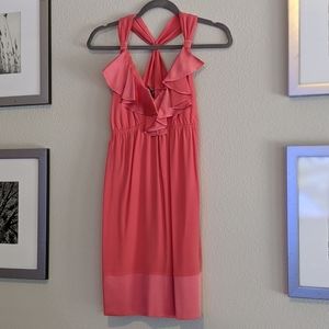 Coral silk dress